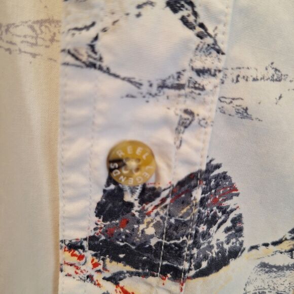 REEL LEGENDS Fishing Shirt  XL  Fish Pattern Collar Button Down - Picture 5 of 8